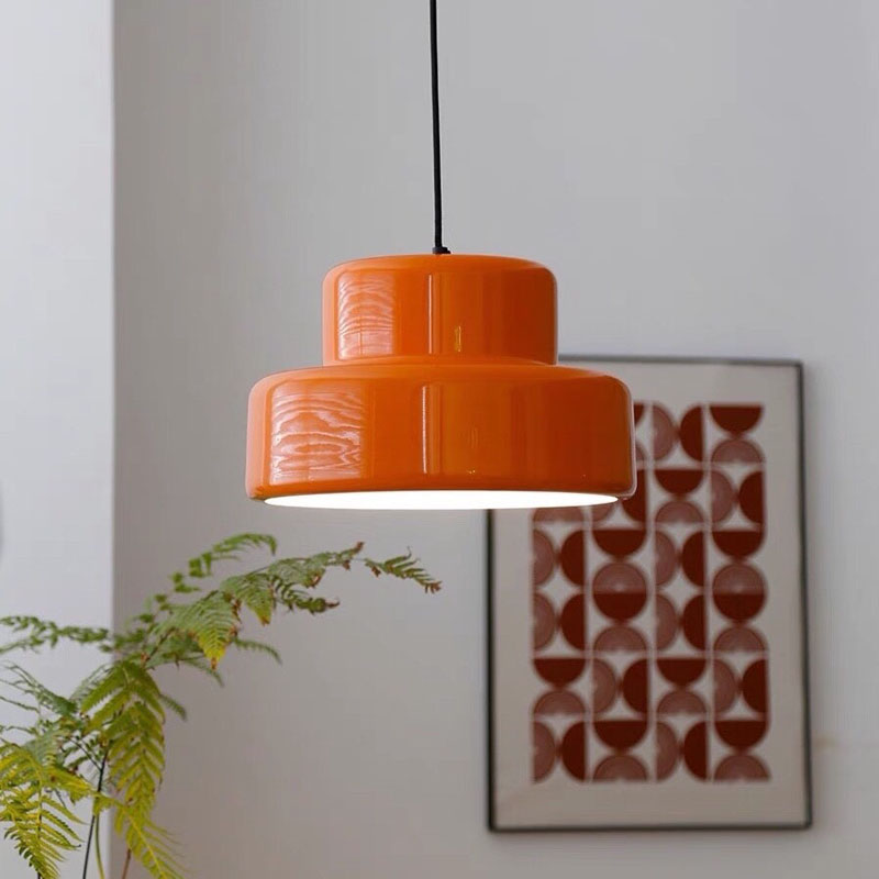 Arisha Single Head Vintage Pendant Light Orange Metal Dining Room - Neutralighting
