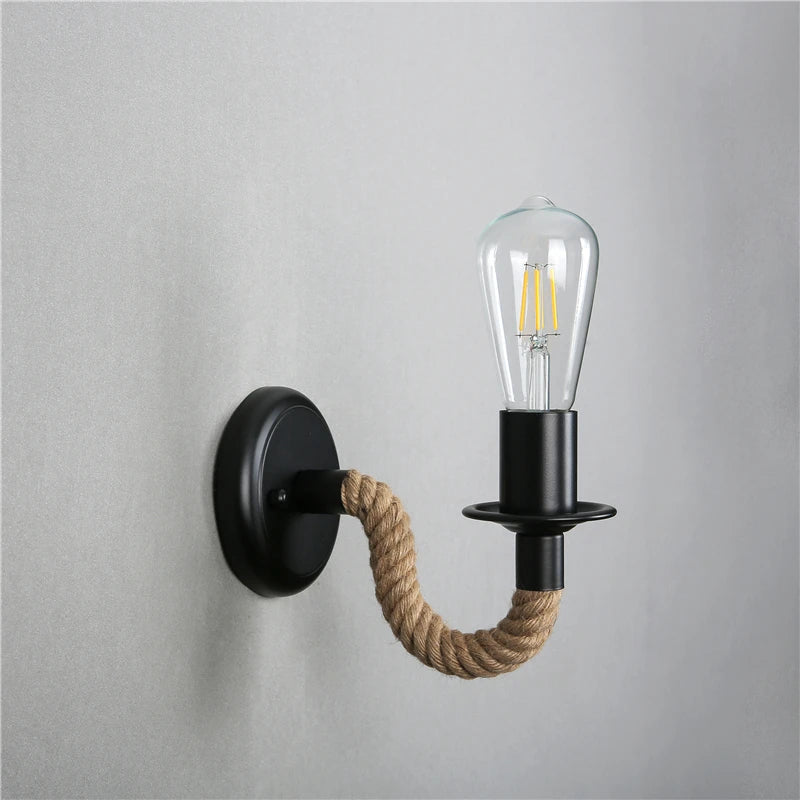 Epoch Vintage Indoor Wall Lamp Black Metal/Rope Indoor/Hallway - Neutralighting