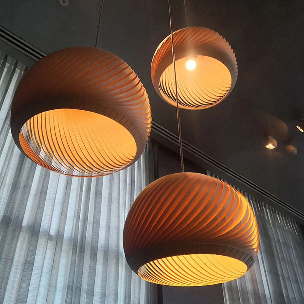 Muto Farmhouse Semi Metal Pendant Light, Brown/Wood - Neutralighting