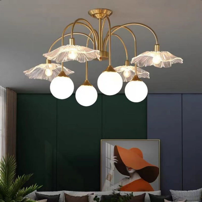 Valentina Nordic LED Chandelier Gold Glass Living/Dining Room/Bedroom - Neutralighting