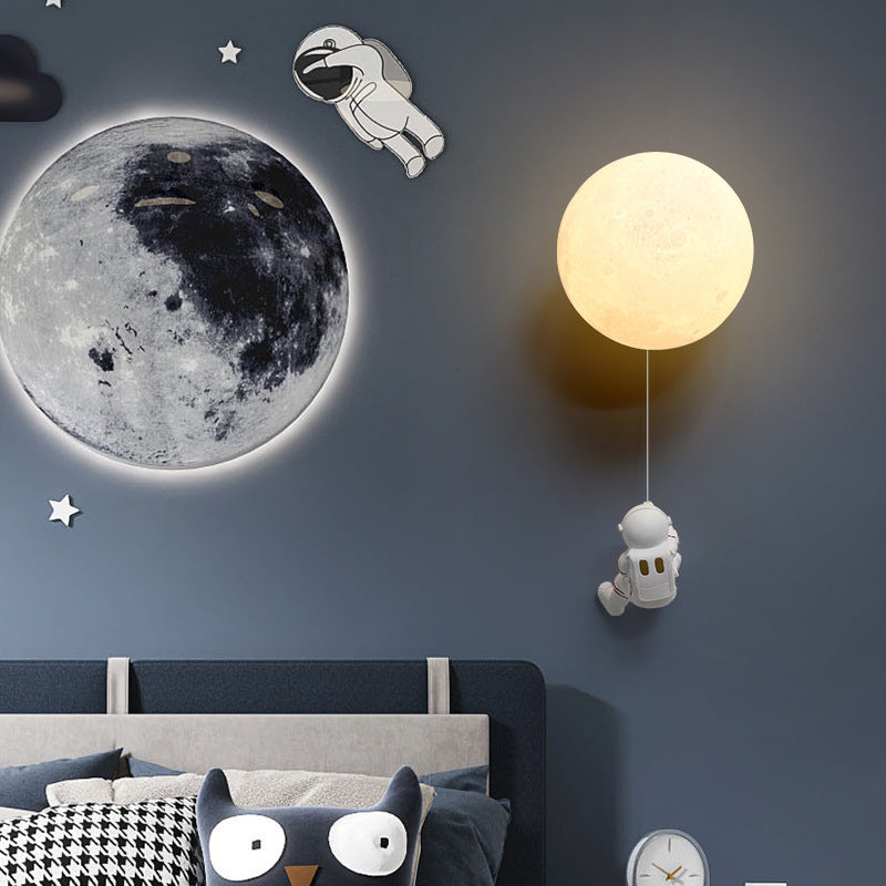 Aria Modern Moon LED Indoor Wall Lamp White Resin Kid's Room - Neutralighting