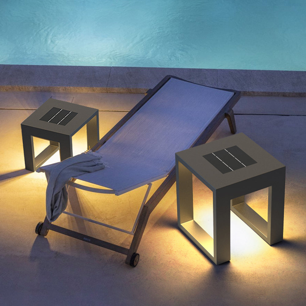 Ray Simple Hollow Cube Metal/Acrylic Outdoor Floor Lamp, Black - Neutralighting