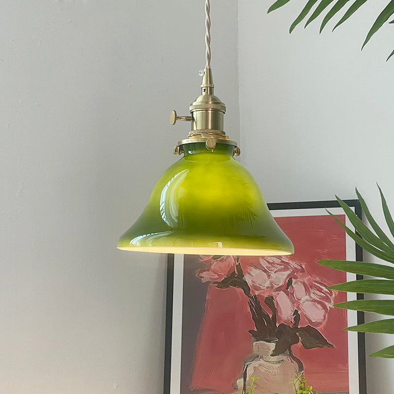 Valentina Rustic Vintage LED Pendant Light Green Copper Glass Dining Room - Neutralighting