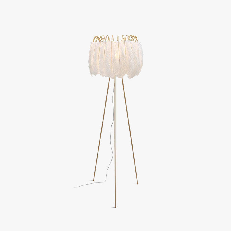 O'Moore Artistic Tripod Feather Floor Lamp, White - Neutralighting