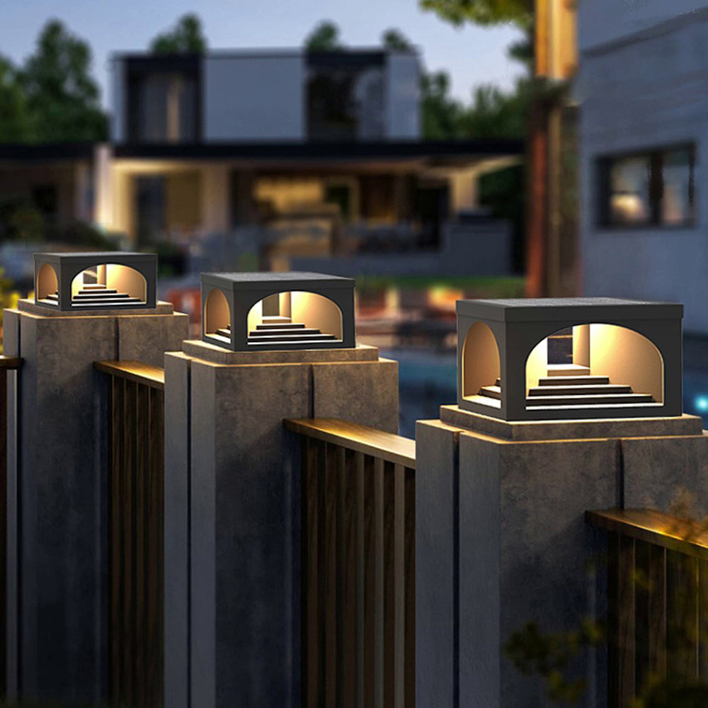 Ray Modern Stair Metal Solar Outdoor Pier-Mount Pillar Light