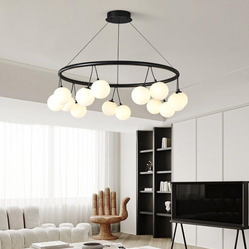 Valentina Nordic LED Chandelier Black Metal/Glass Dining/Living Room/Bedroom - Neutralighting