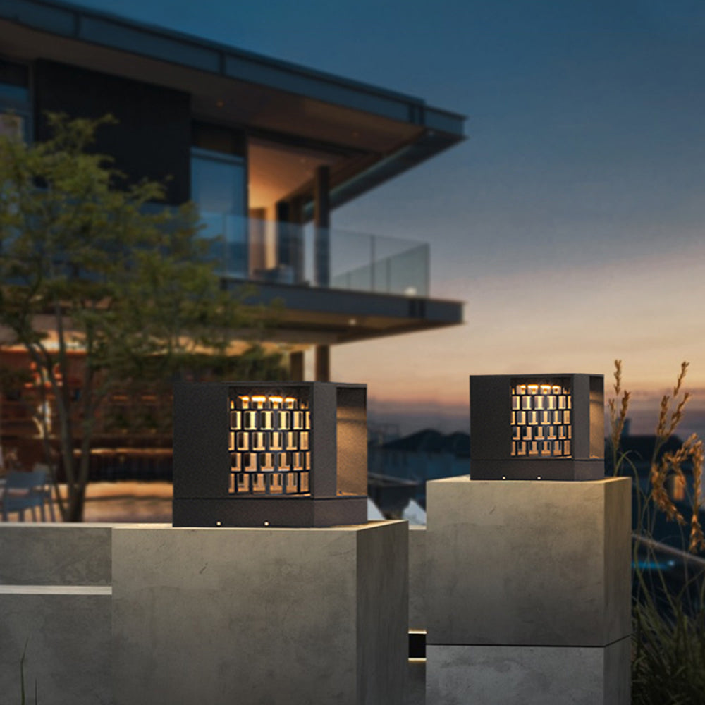 Ray Modern Pattern Metal Acrylic Outdoor Table Lamps, Black
