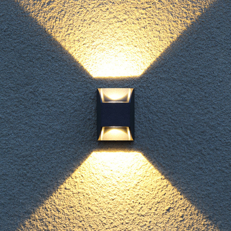 Ray Minimalist Up/Down Metal Outdoor Wall Lamp, Black