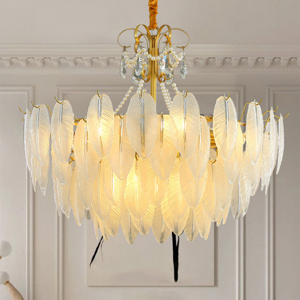 Kristy Elegant Pearl/Glass/Metal Chandelier, White - Neutralighting