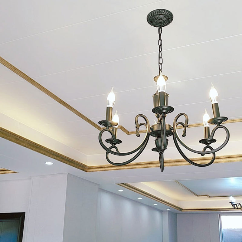 Silva Creative Retro Candle Chandelier Black Metal Bedroom - Neutralighting