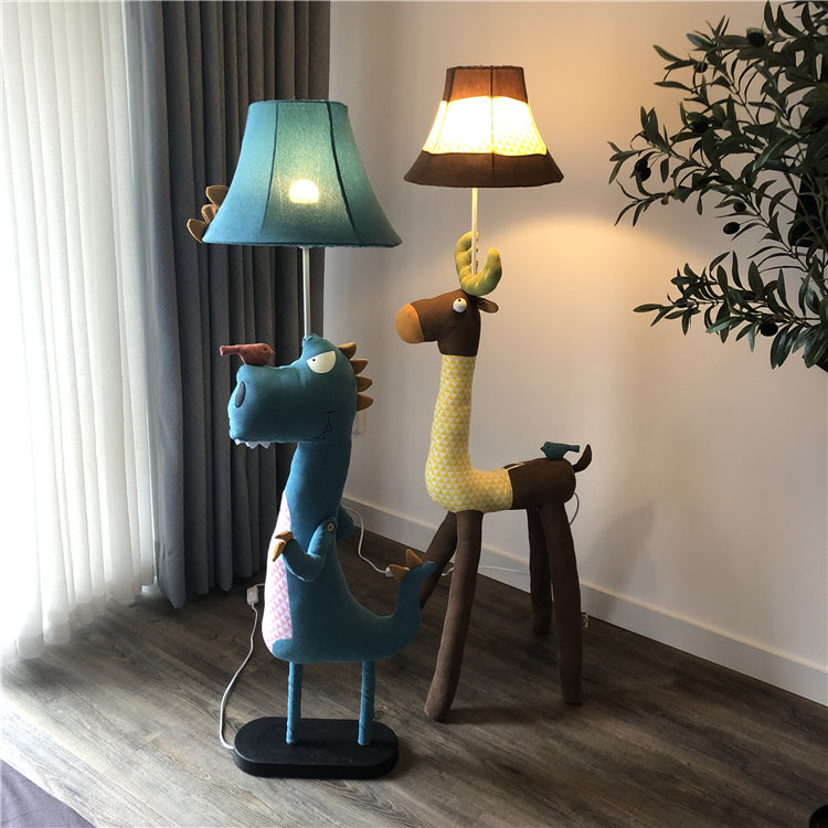 Minori Modern Dinosaur Metal/Fabric Floor Lamp - Neutralighting