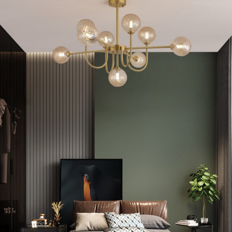 Valentina Modern LED Chandelier Gold Glass Living/Dining Room/Bedroom - Neutralighting