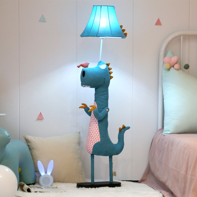 Minori Modern Dinosaur Metal/Fabric Floor Lamp - Neutralighting