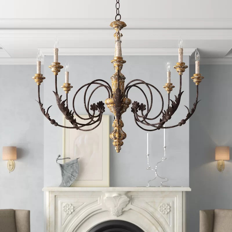 Silva Large Retro Creative Chandelier Brown Wood Metal Living Room - Neutralighting