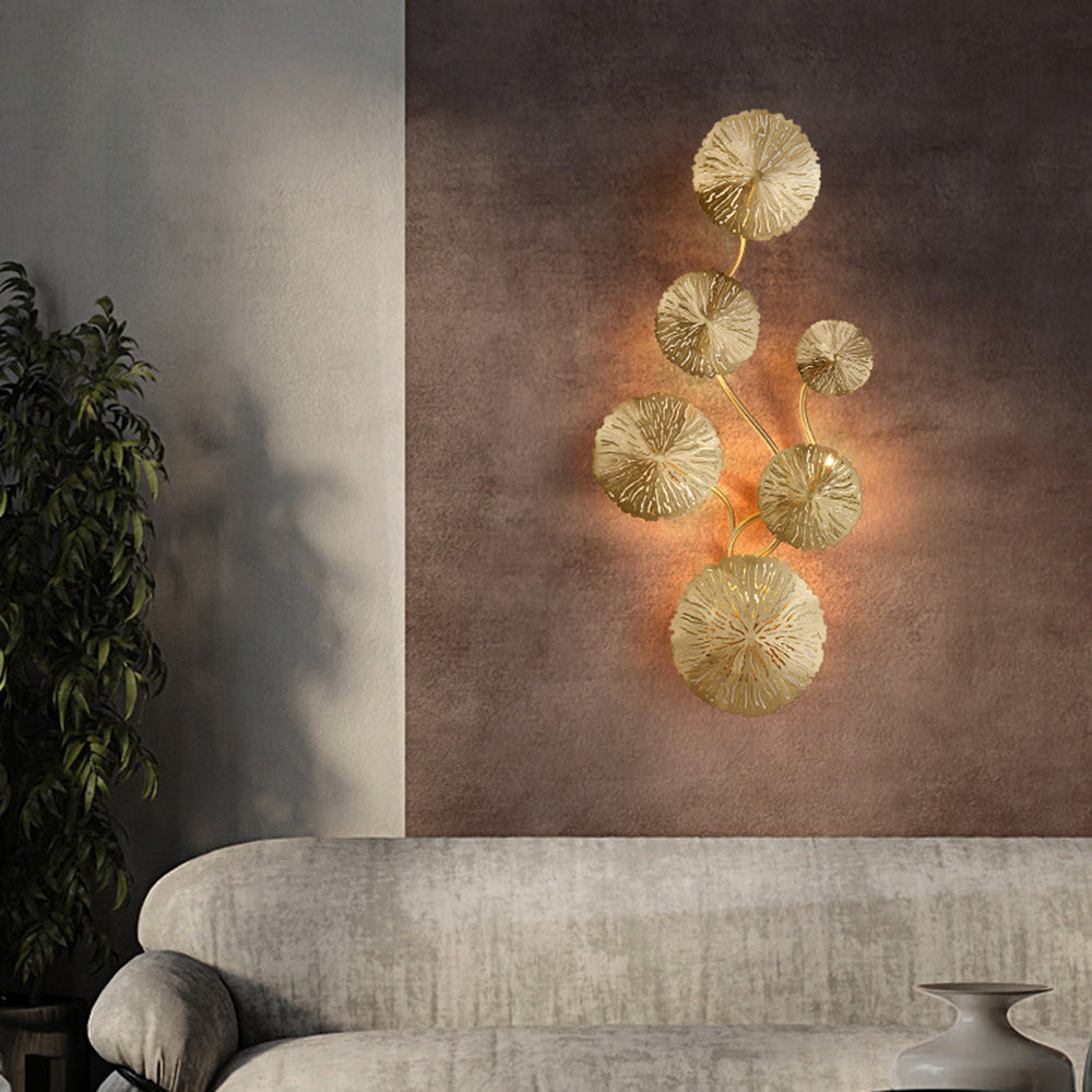 Arisha Modern Metal Round Lotus Leaf Wall Lamp, Gold - Neutralighting