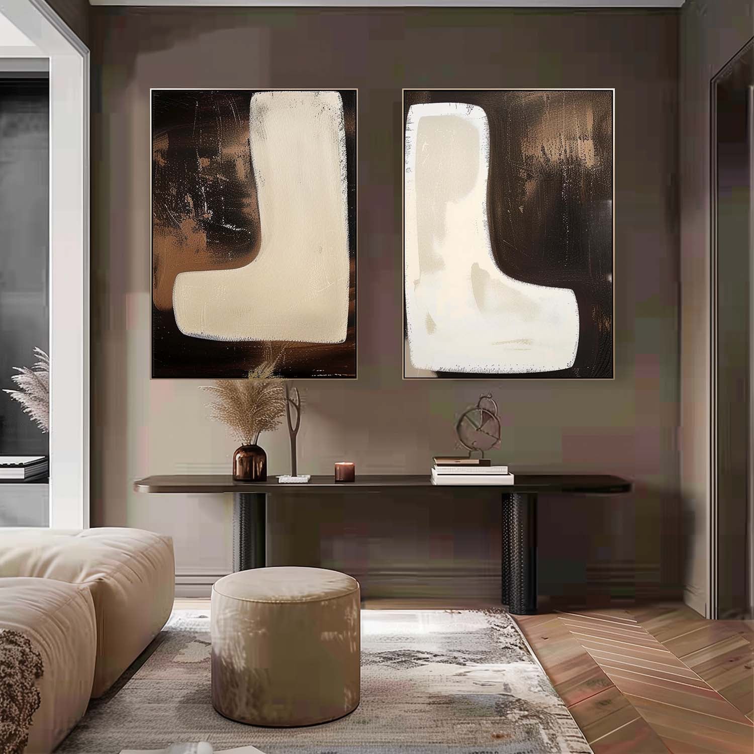 Modern Minimalist Wall Art 2 Piece Set #MMWA004 - Neutralighting