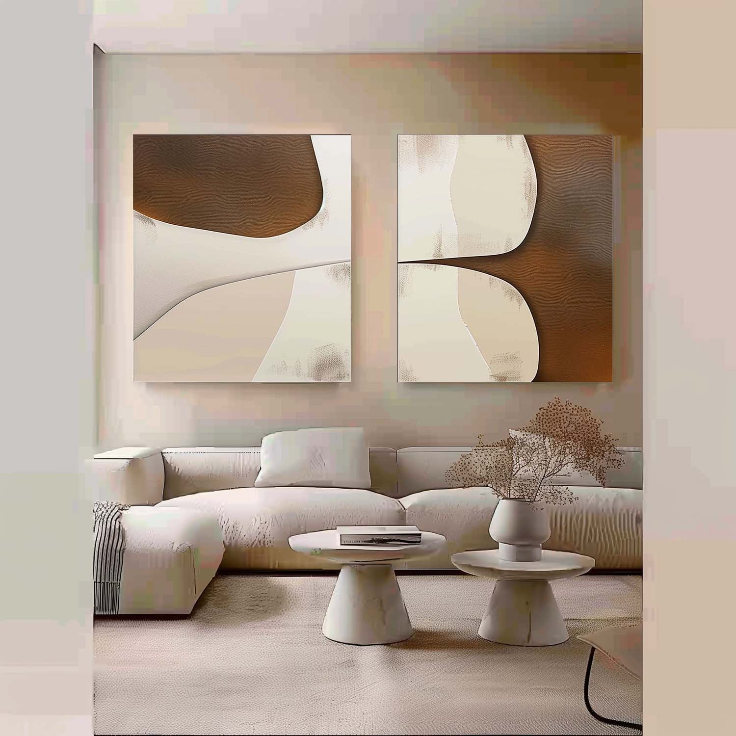 Modern Minimalist Wall Art 2 Piece Set MMWA002 - Neutralighting