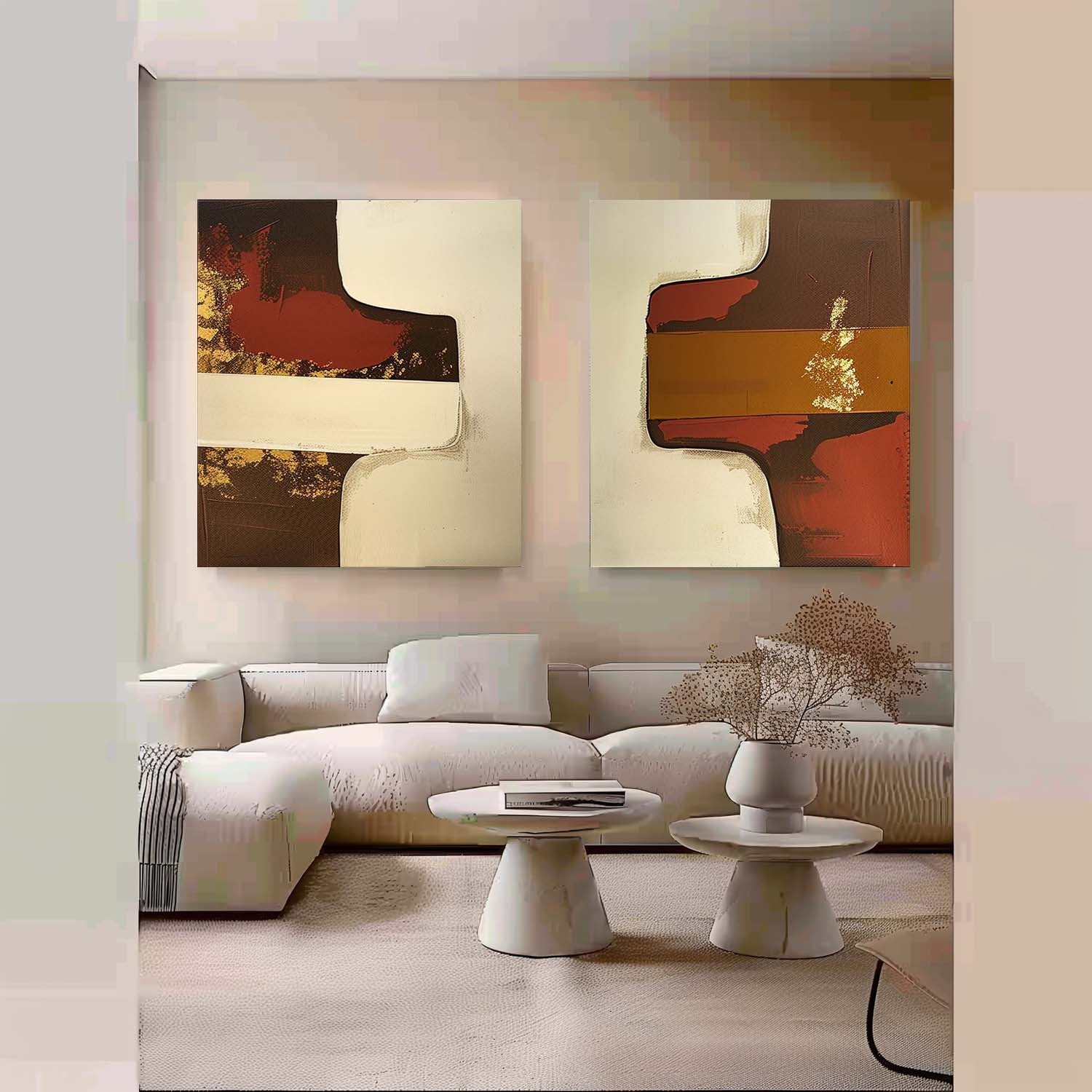 Modern Minimalist Wall Art 2 Piece Set MMWA005 - Neutralighting