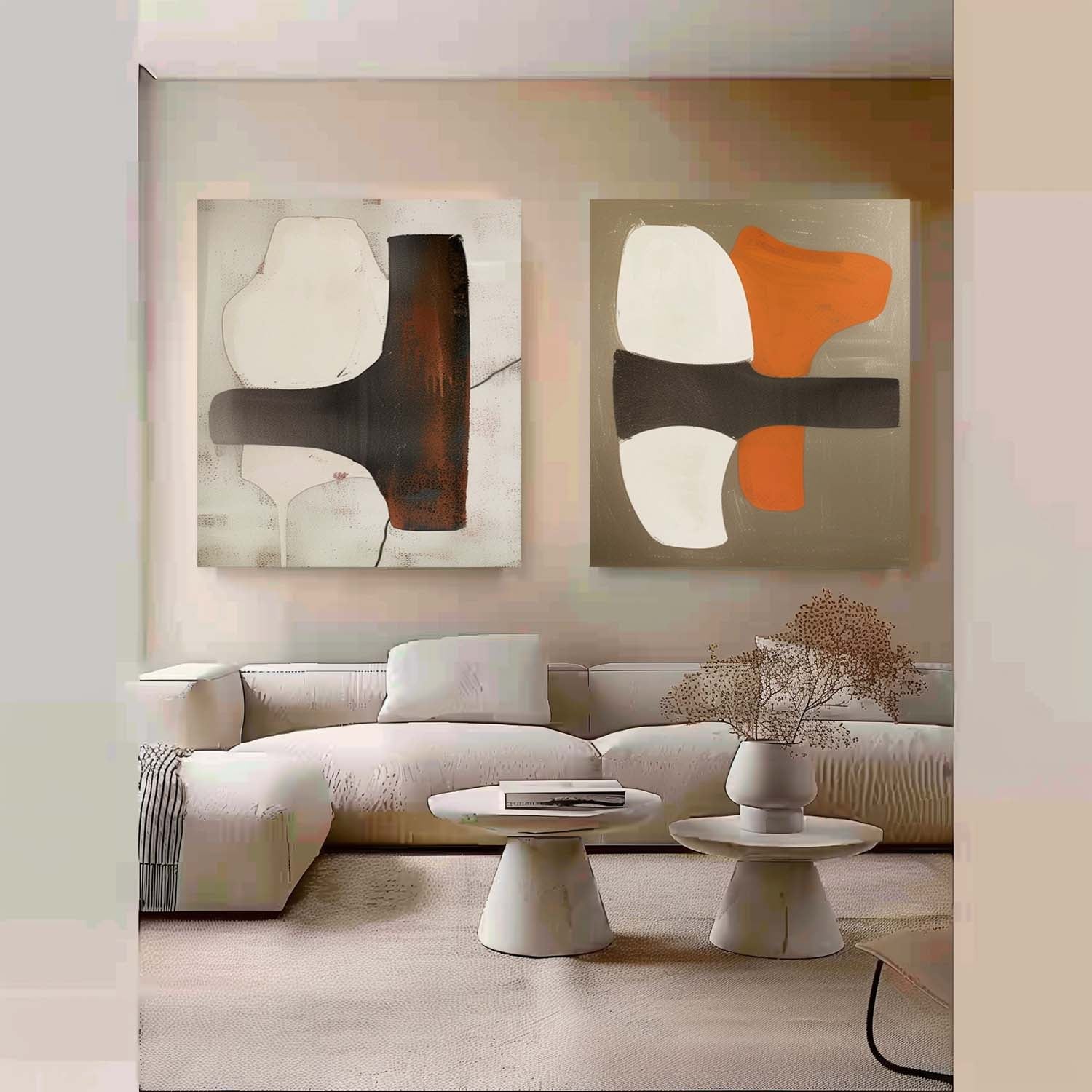 Modern Minimalist Wall Art 2 Piece Set MMWA003 - Neutralighting