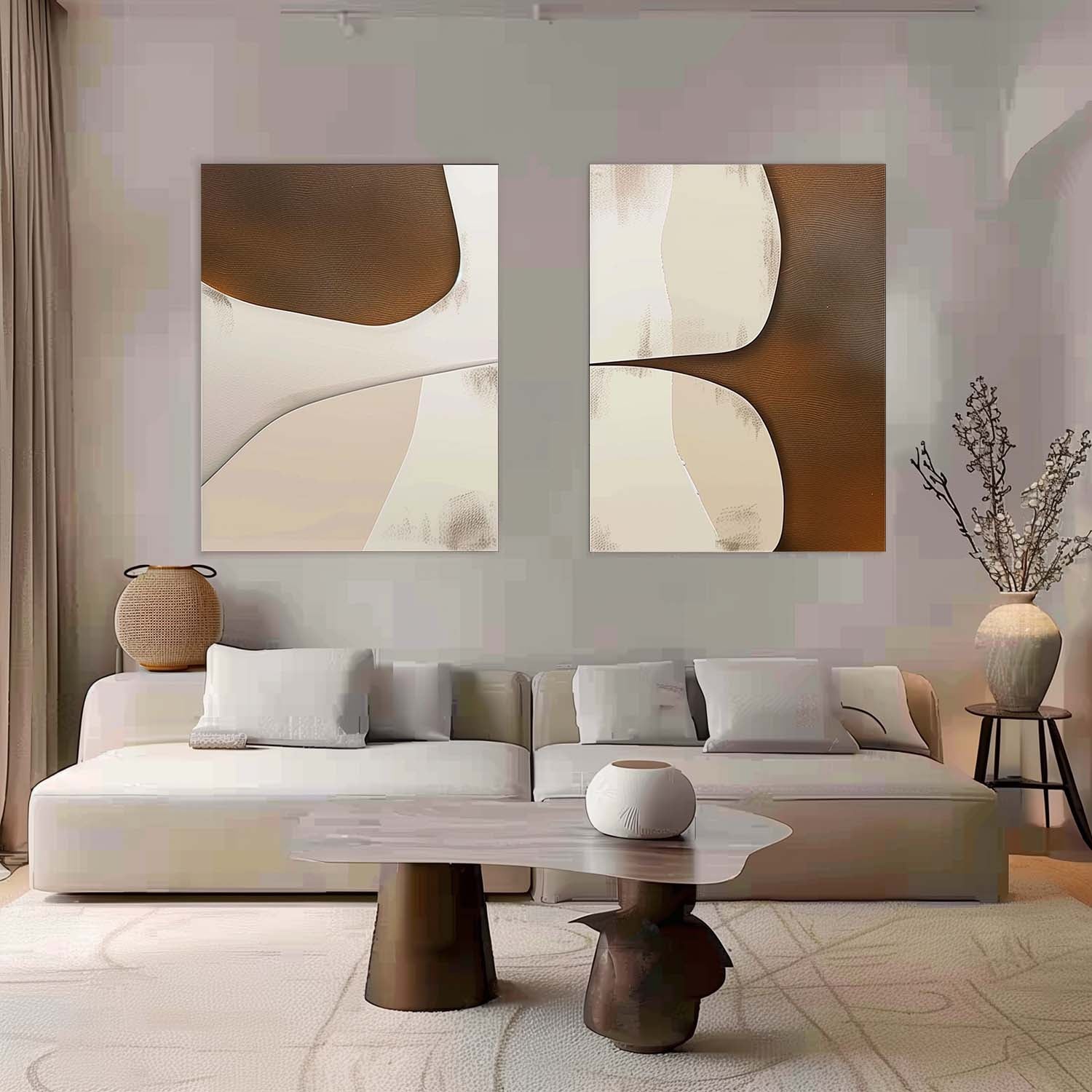 Modern Minimalist Wall Art 2 Piece Set MMWA002 - Neutralighting