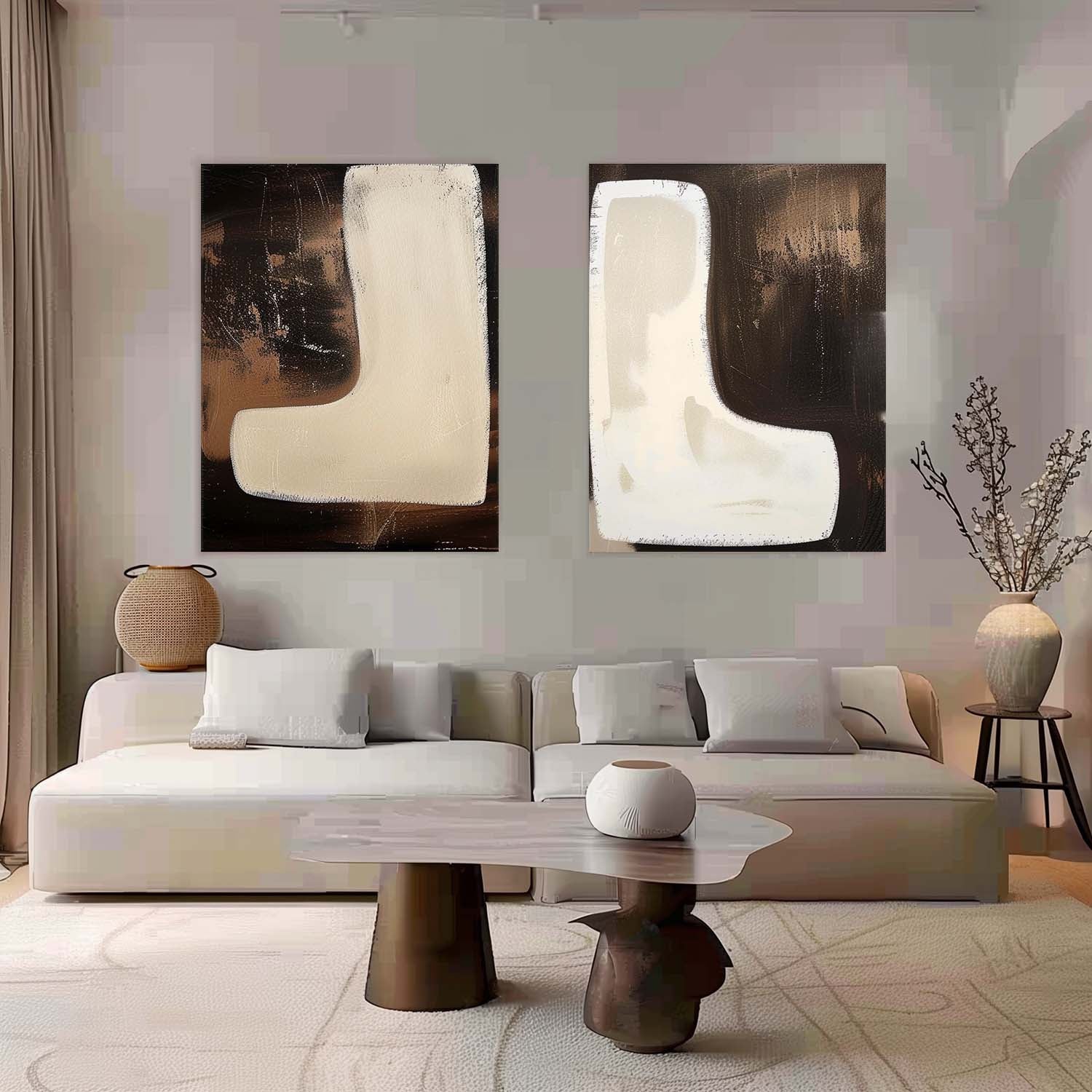 Modern Minimalist Wall Art 2 Piece Set MMWA004 - Neutralighting