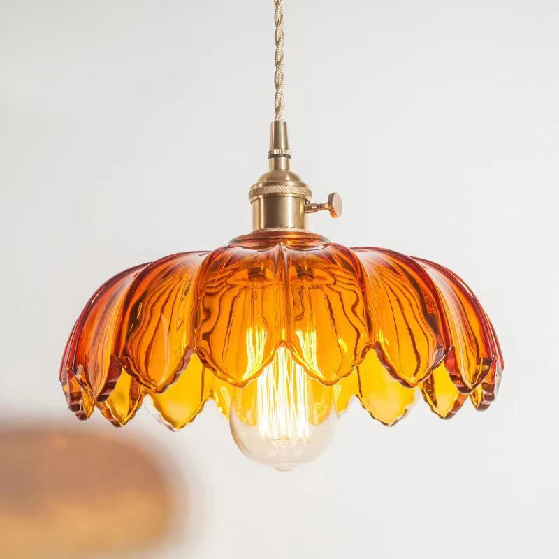 Valentina Retro LED Pendant Light Colourful Glass/Metal Flower Dining Room - Neutralighting