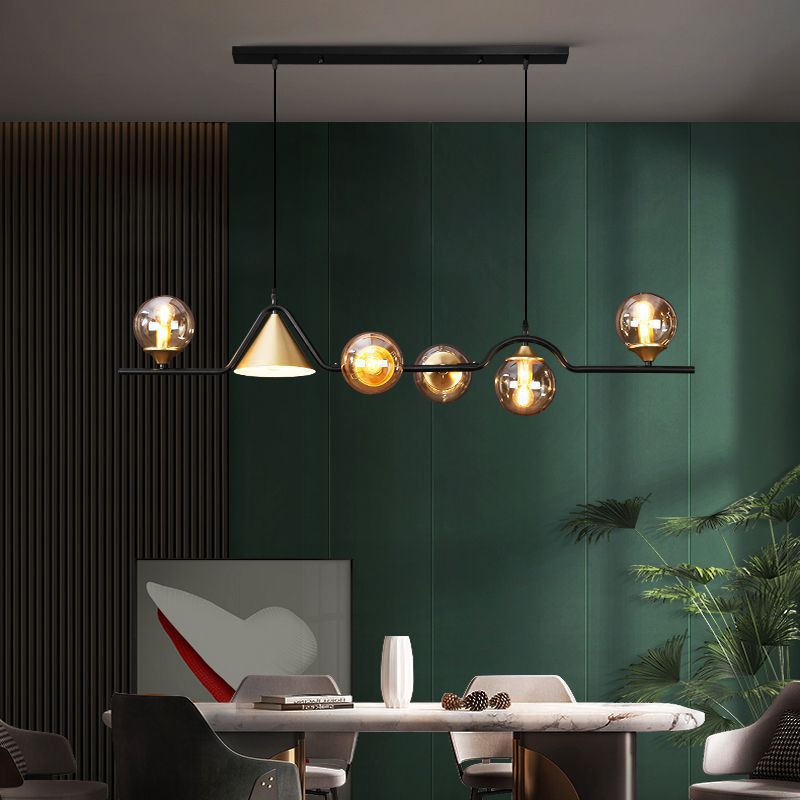 Arisha Modern LED Pendant Light Black/Gold Glass Living Room/Bedroom - Neutralighting