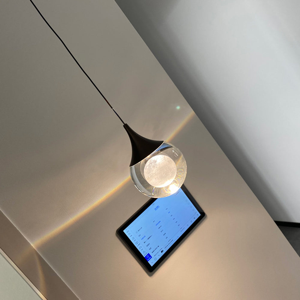 Aria Minimalist Moon Metal Pendant Light,Black - Neutralighting