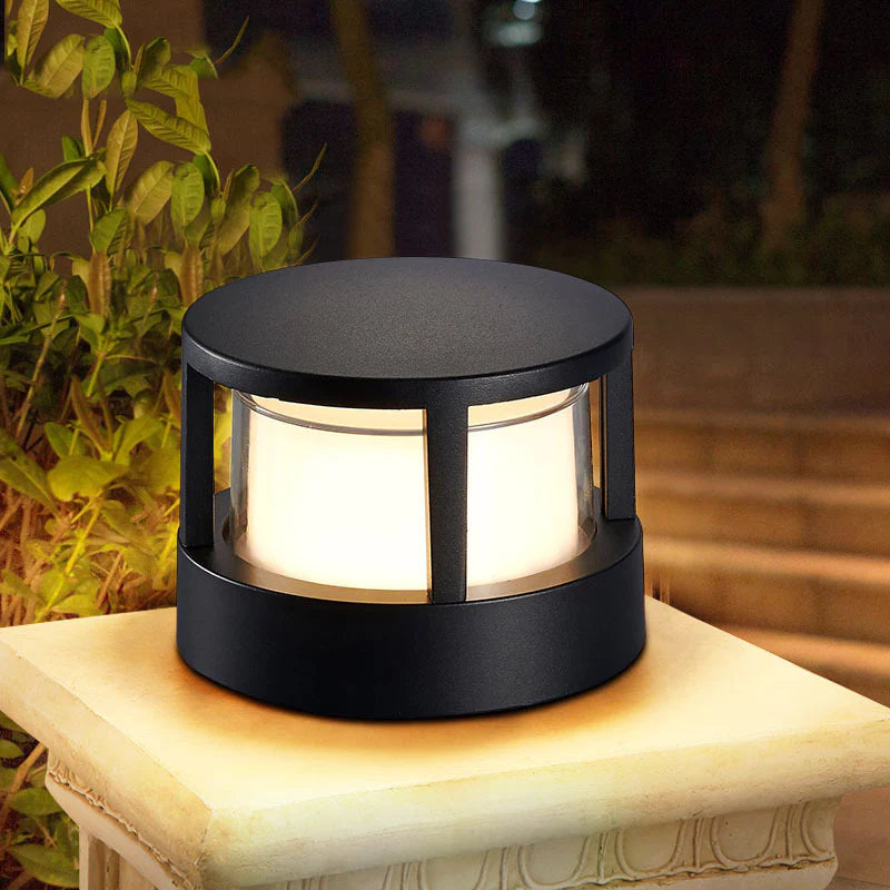 Zyra Modern Metal Cylindrical Outdoor Bollard Light, Black - Neutralighting