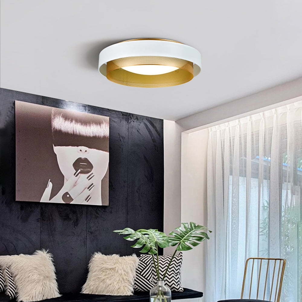 Arisha Modern Ring Metal/Acrylic Flush Mount Ceiling Light, White/Black - Neutralighting