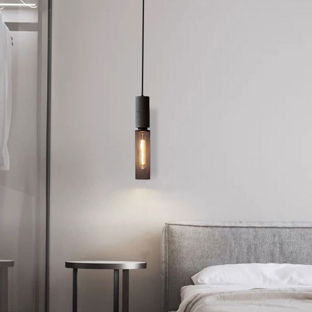 Xenith Industrial Cylindrical Pendant Light, Cement/Metal