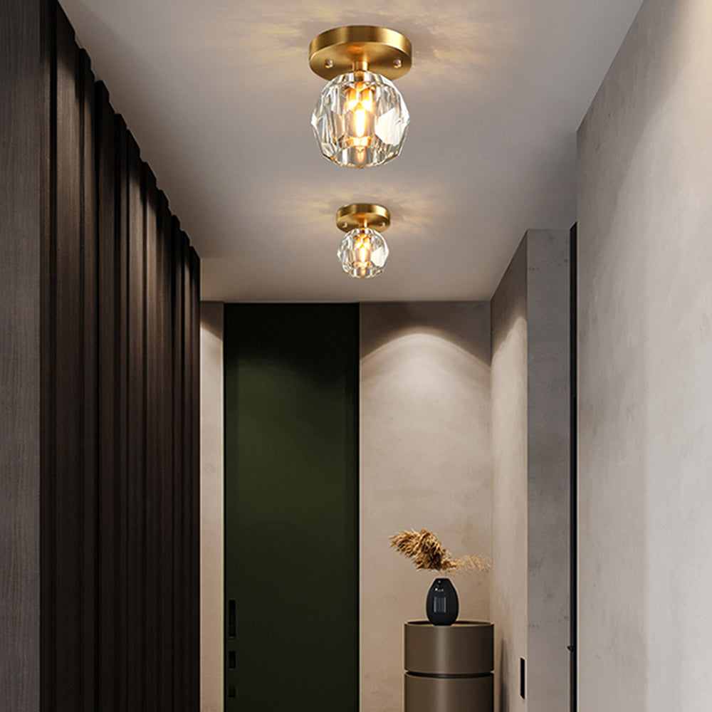 Kristy Luxury Diamond Metal/Acrylic Flush Mount Ceiling Light, Gold - Neutralighting