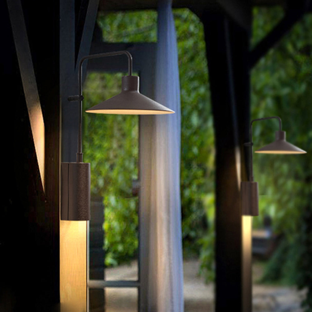 Ray Modern Minimalist Wide Cone Shape Metal Outdoor Waterproof Wall Lamp, Coffee/Green - Neutralighting