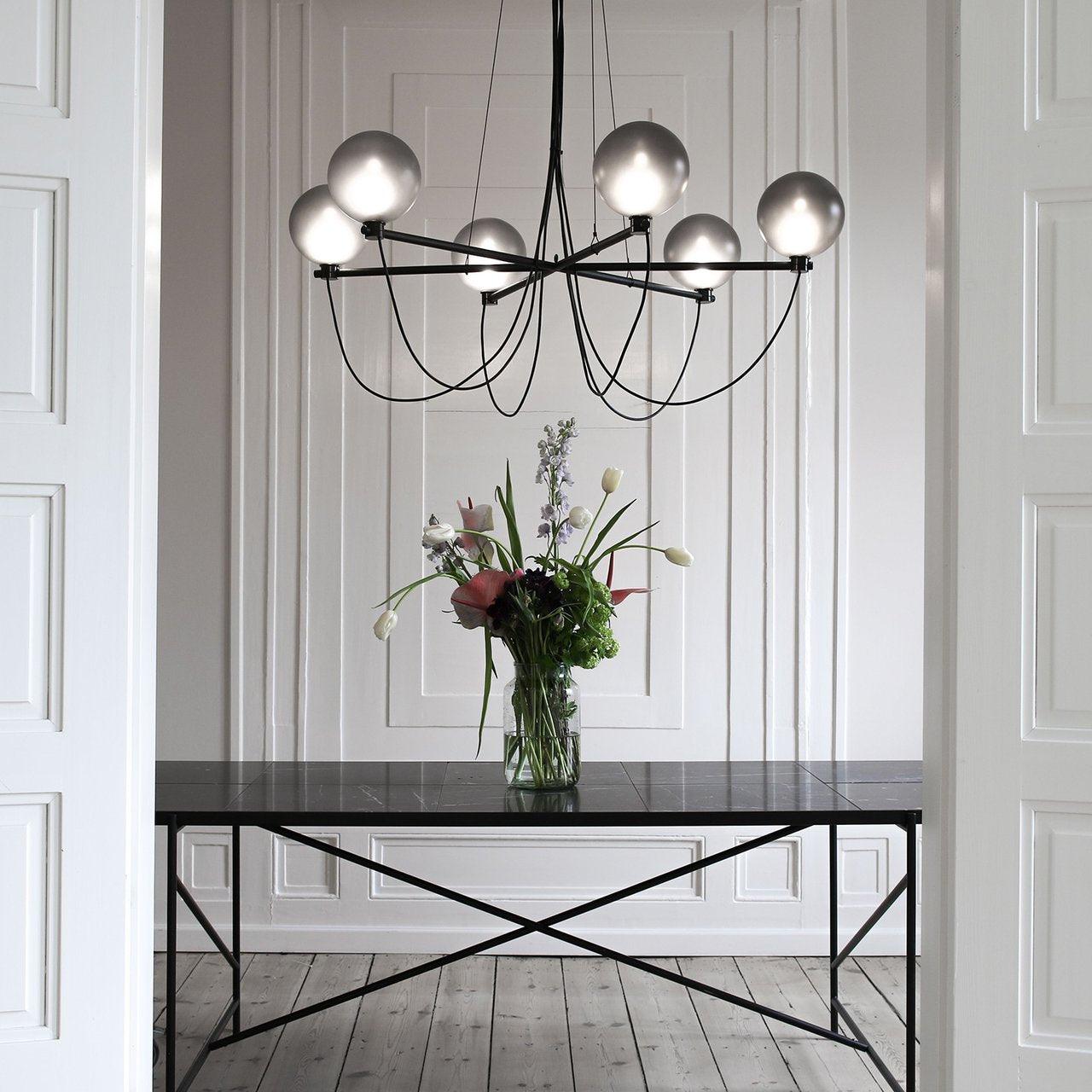 Valentina Nordic Modern Glass Ball Chandelier, Smoke Gray/Blue - Neutralighting
