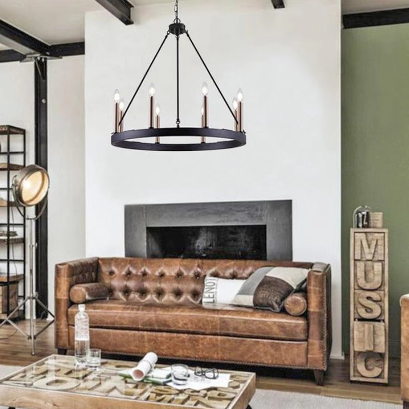 Silva Modern Industrial LED Chandelier Black Metal Living Room - Neutralighting