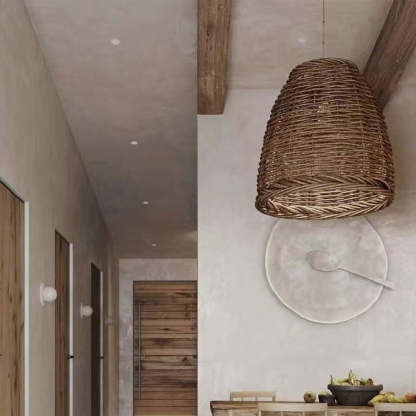 Muto Vintage Rustic LED Pendant Light Rattan Living Room Bedroom - Neutralighting