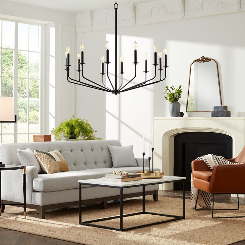 Silva Modern Industrial LED Chandelier Black Metal Living Room - Neutralighting
