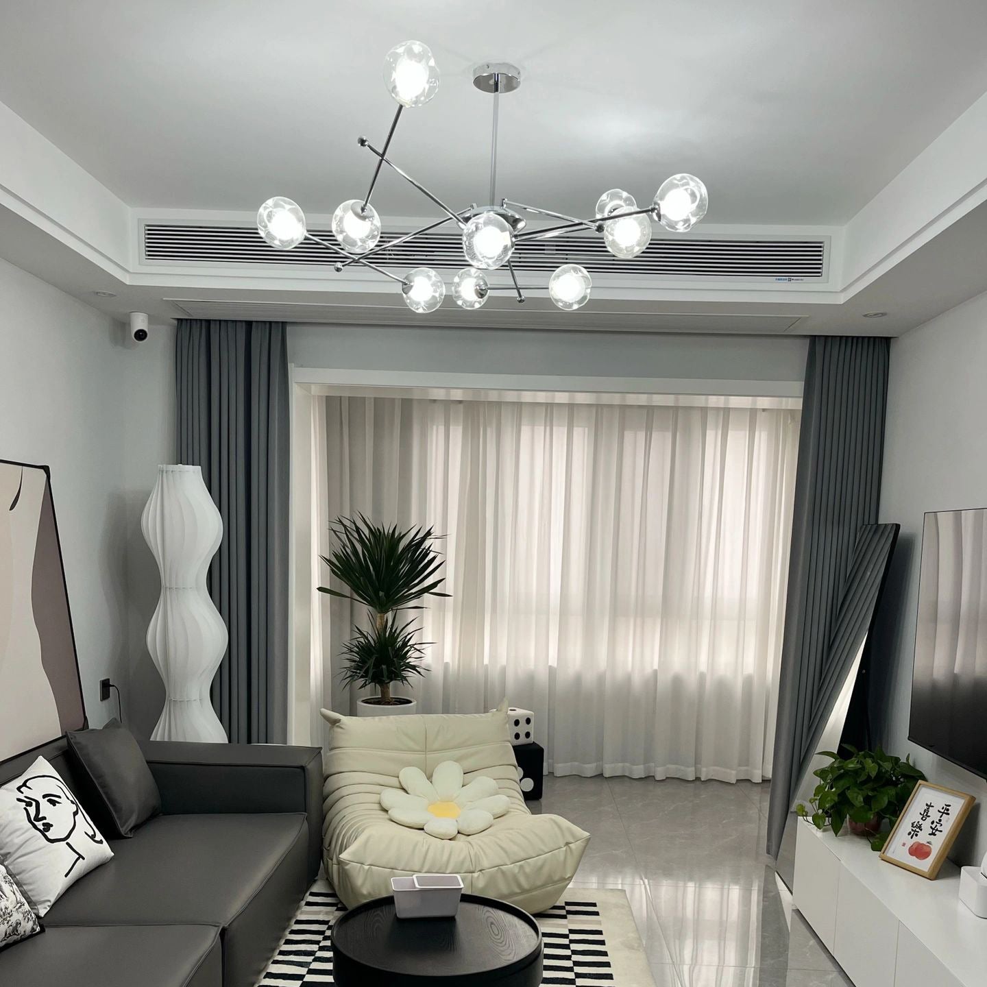 Valentina Modern LED Chandelier Chrome Glass Living Room/Bedroom - Neutralighting