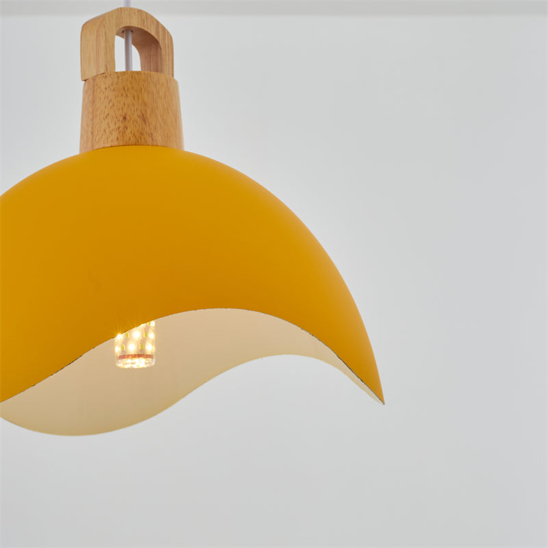 Valentina Colorful Shade Single Pendant Lights, Wood & Metal - Neutralighting