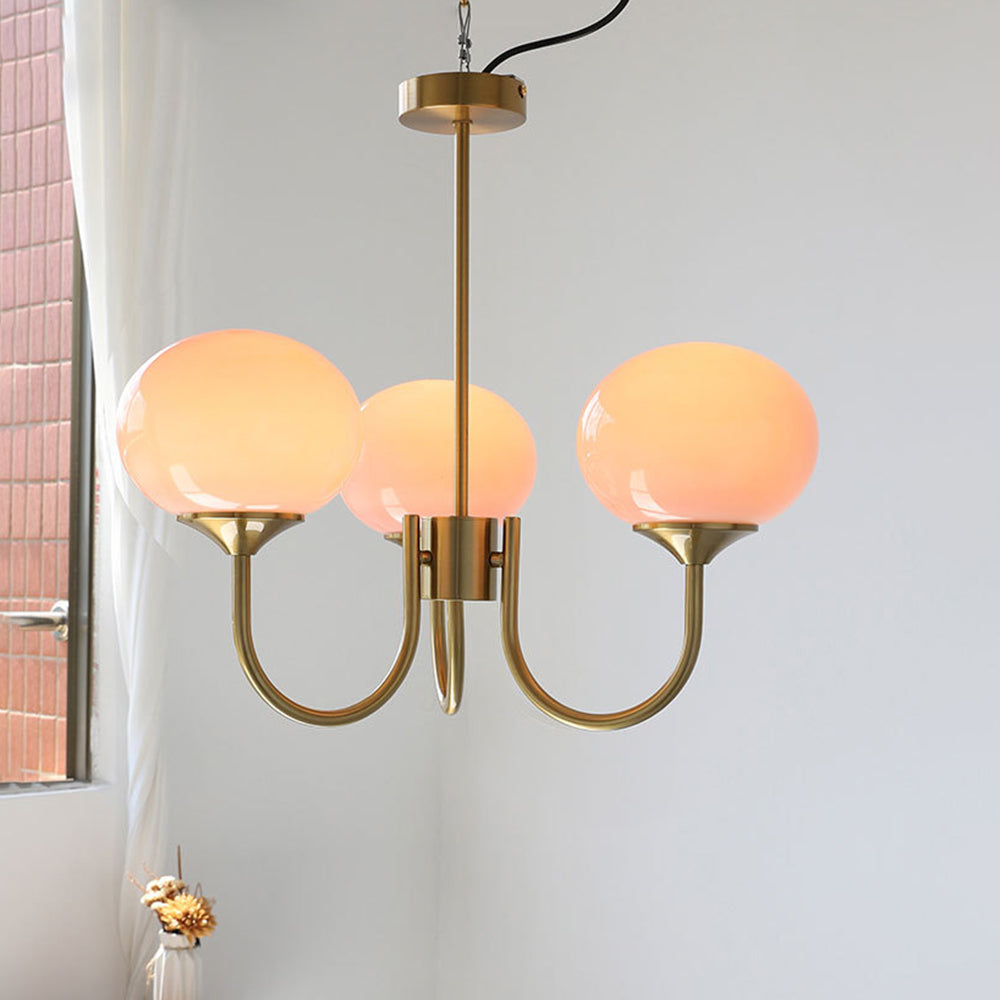 Valentina Retro Art Deco Globe Chandelier, White/Pink/Beige - Neutralighting