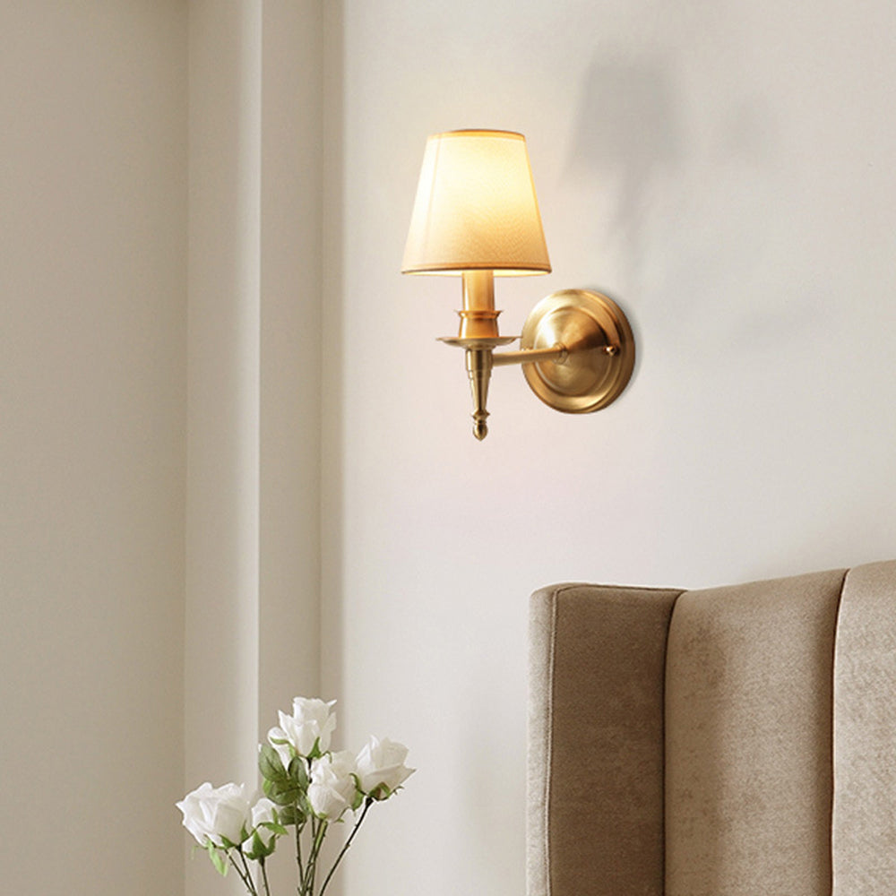 Tiffany Vintage Rustic Lantern Fabric LED Wall Lamp, Gold - Neutralighting