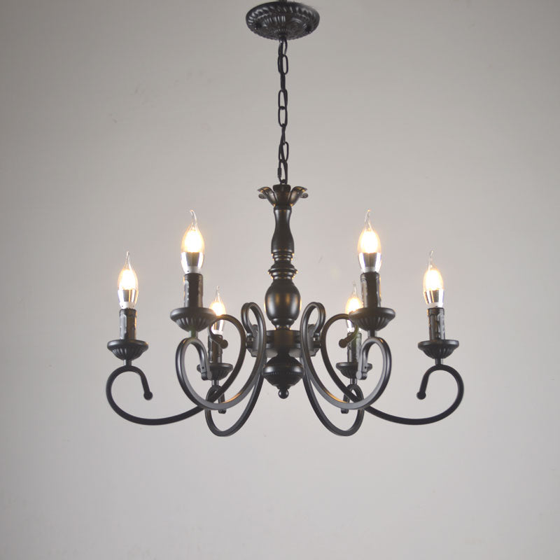 Silva Creative Retro Candle Chandelier Black Metal Bedroom - Neutralighting