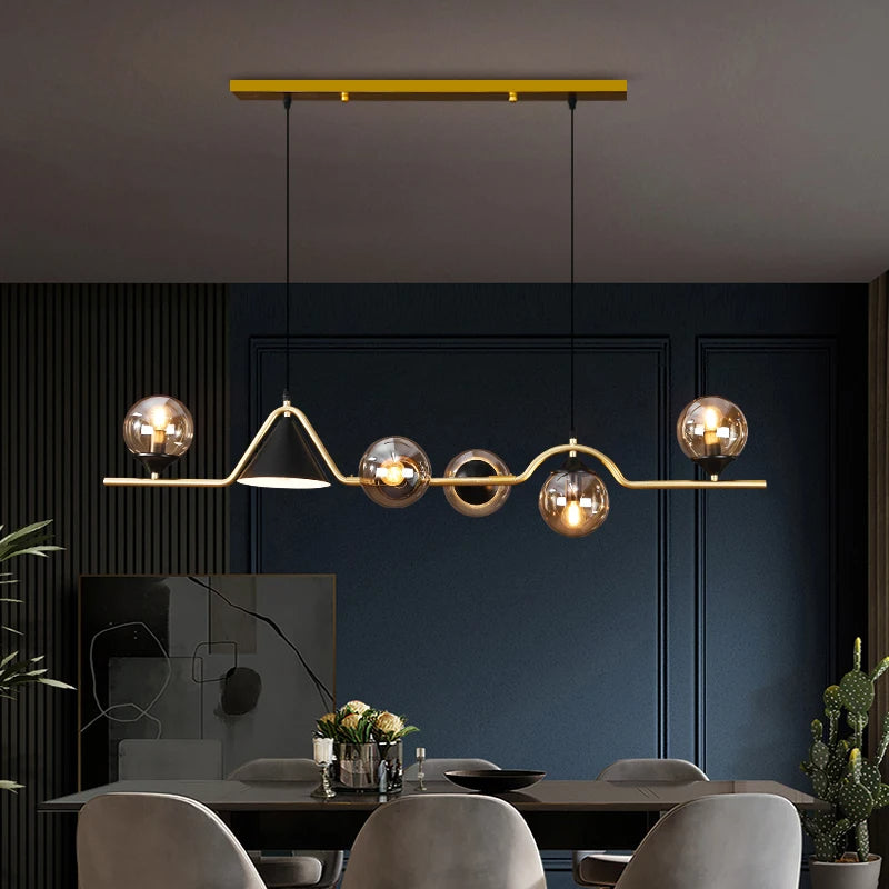 Arisha Modern LED Pendant Light Black/Gold Glass Living Room/Bedroom - Neutralighting