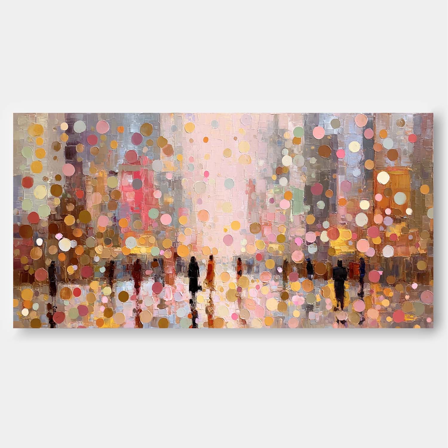 Wall Art People Bokeh City Street Silhouette