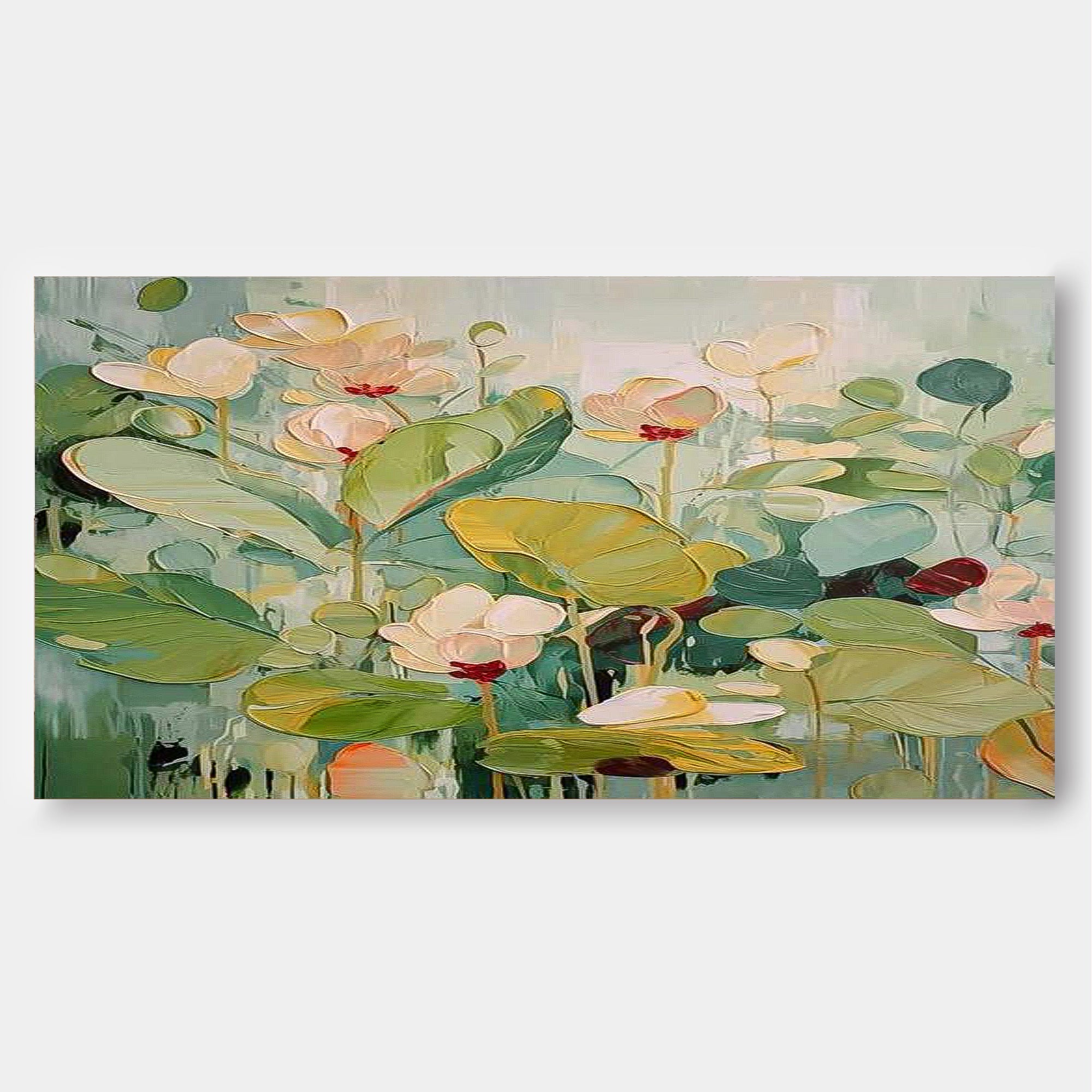 Wall Art Impasto Soft Lotus Pond Floral