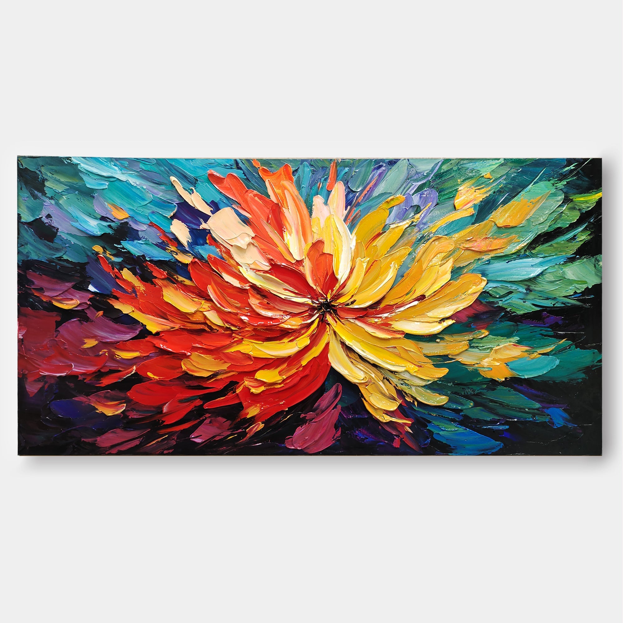 Vibrant Colorful Floral Textured Canvas Wall Art