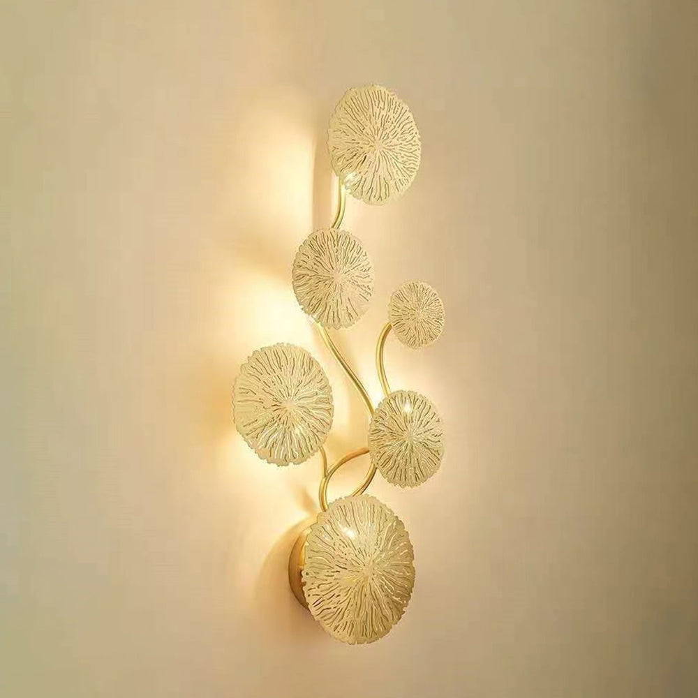Arisha Modern Metal Round Lotus Leaf Wall Lamp, Gold - Neutralighting