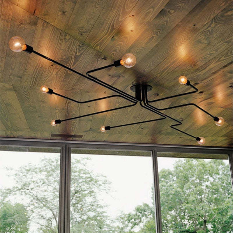 Arisha Vintage Modern Minimalist Industrial Metal Black Ceiling Lamp - Neutralighting