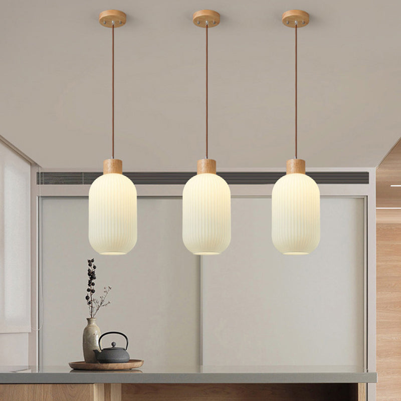 Muto Modern Wood/Glass Pendant Light, White - Neutralighting