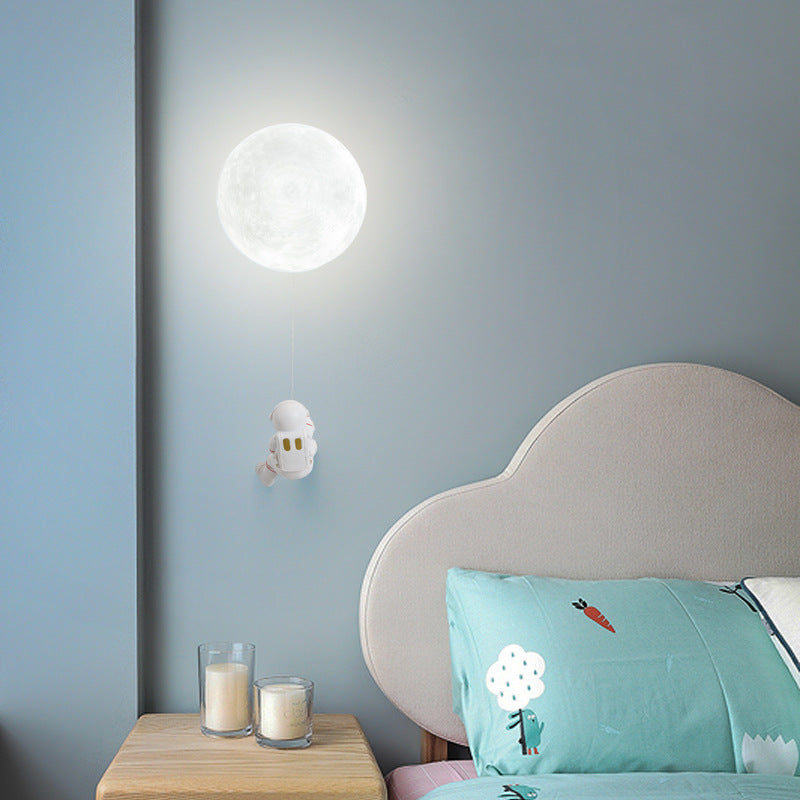 Aria Modern Moon LED Indoor Wall Lamp White Resin Kid's Room - Neutralighting
